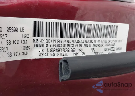 2007 Jeep Grand Cherokee Laredo z USA, uszkodzony, nr VIN 1J8GR48K17C661068